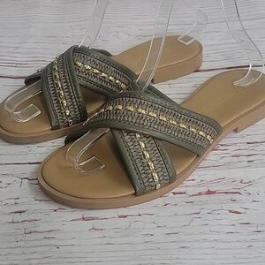 Toscanella Women's Olive Sandals Made In Italy Size 7